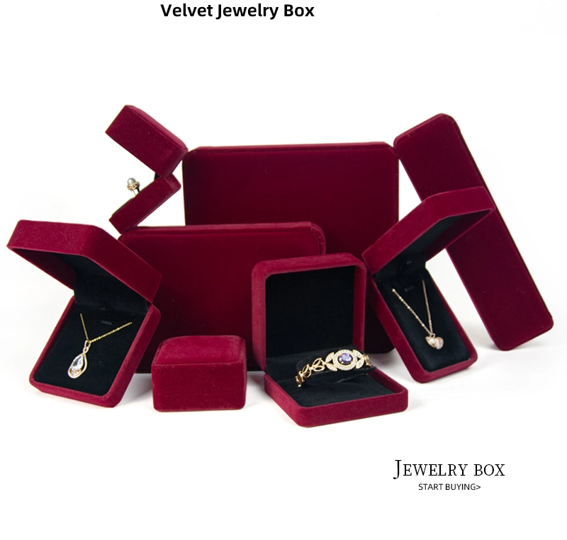 Forte Cheap Gift Pendant Jewelry Packaging Burgundy Jewelry Box Velvet Ring Box