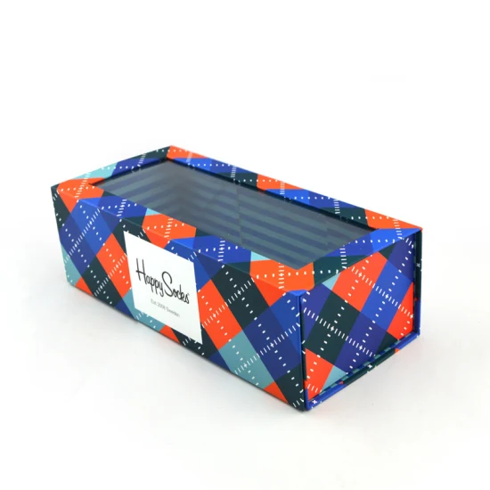 호화스러운 좋은 두 배 옆 원색 인쇄 살포 UV 선물 상자 포장 양말 상자 접히는 자석 선물 상자